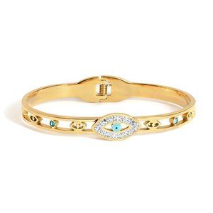 Evil Eye CZ Bracelet, Bling Gold Bracelet, Protection Boho Bracelet